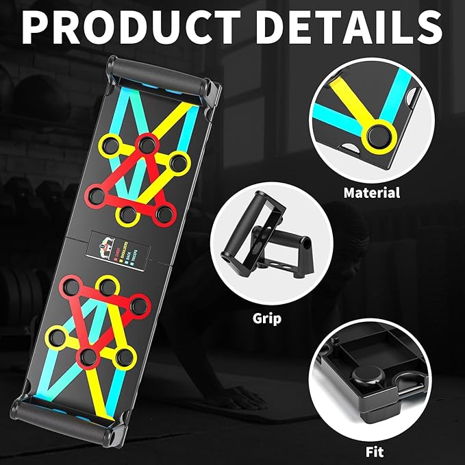 Multi-Functional Push-Up Plate. Portable and Foldable Push-up Board with Handle for Muscle Building and Strength Training