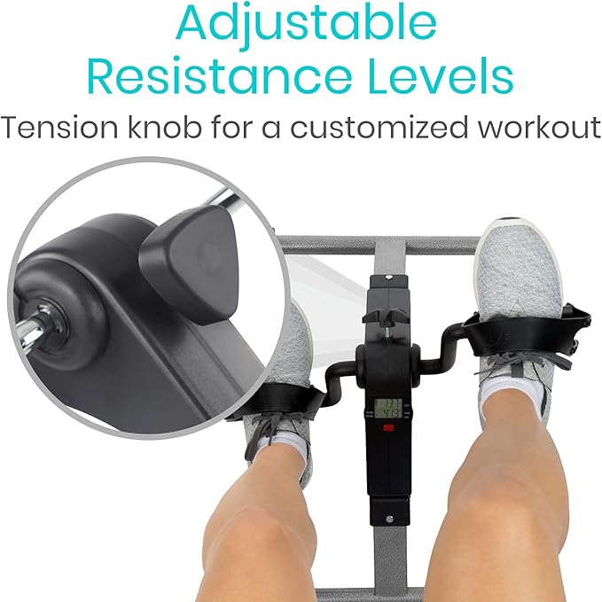 Vive Folding Pedal Exerciser - Under Desk Exercise Bike for Seniors, Elderly - Sit Down Stationary Peddler Equipment for Arm, Leg, Hand, Foot - Mini Floor Bicycle with LCD Display, Adjustable Tension