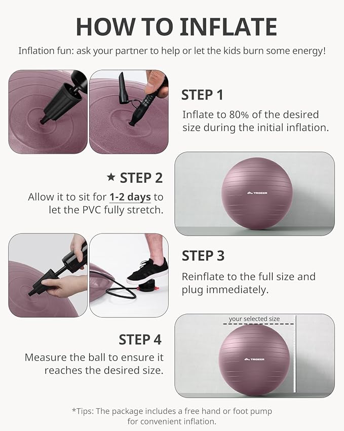 Trideer Exercise Ball Yoga Ball,Office Seating & Balance Ball Chair, Stability Ball for Pilates, Physical Therapy,Core Training & Balance Improvement & Stretching