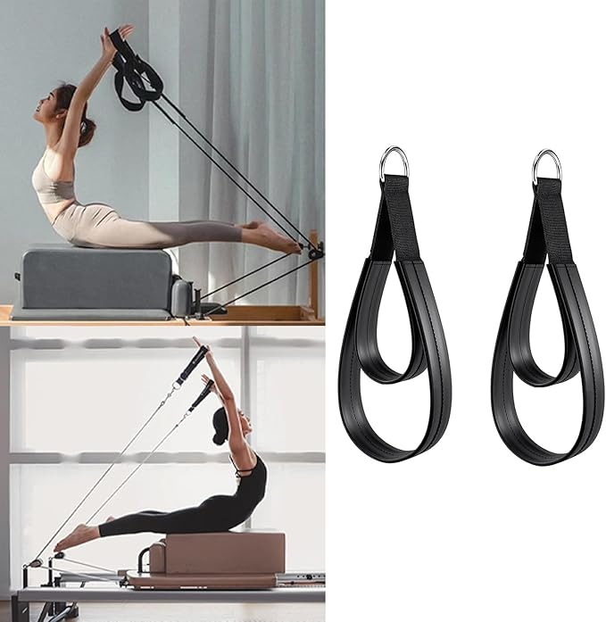 1 Pair Comfortable Pilates Straps Double Looped Exercise D-Rings Easy To Use For Stretching Flexibility Double Looped Exercise Pilates D-rings