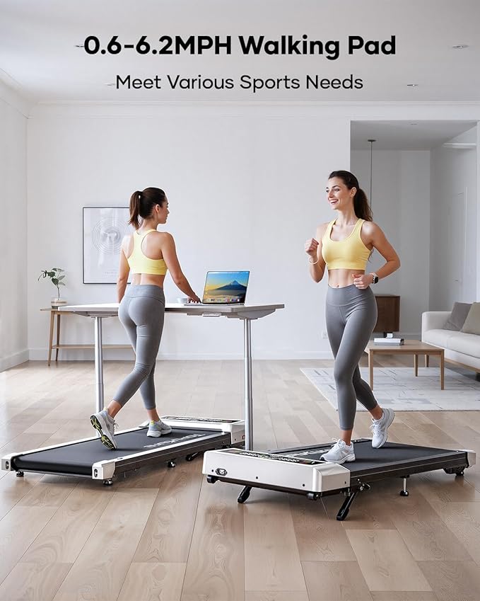 Walking Pad with 10% Incline, 3.0HP Brushless Quiet Under Desk Treadmill, Portable Treadmills for Home/Office, Running Machine 300 lbs Capacity with RGB LED Screen, Remote Control/App Control