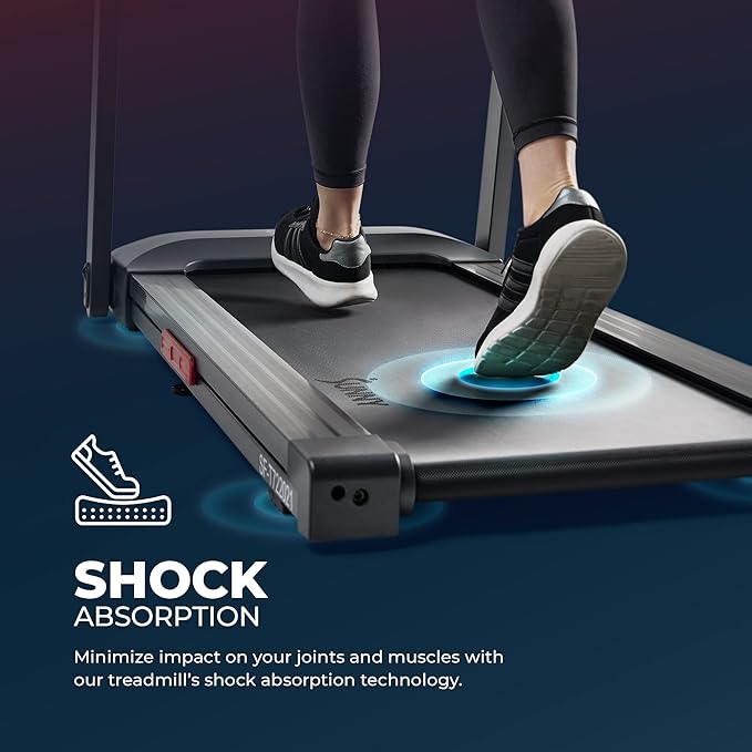 Sunny Health & Fitness Interactive Slim Folding Treadmill for Home, Running or Walking with Quiet Brushless, Shock Absorption, Free SunnyFit App Bluetooth Connection, Optional 12 Level Auto Incline