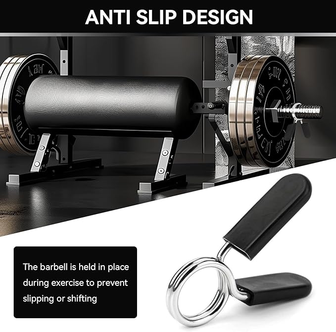 30mm / 1.2in Barbell Clamps, 2 pcs Dumbbell Spring Clip Collars Fitness Weightlifting Lock Buckle Gym Accessory for Weightlifting Barbell Weight Bar Clips