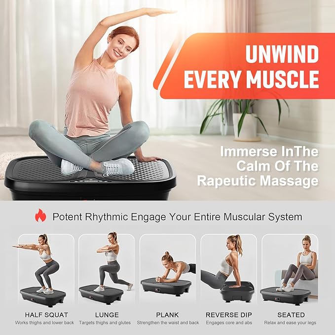 Vibration Plate Exercise Machine - Weight Loss & Toning for Cardio Fitness Home Gym Fitness Equipment for Lymphatic Drainage and Weight Loss Whole Body Workout Shaping