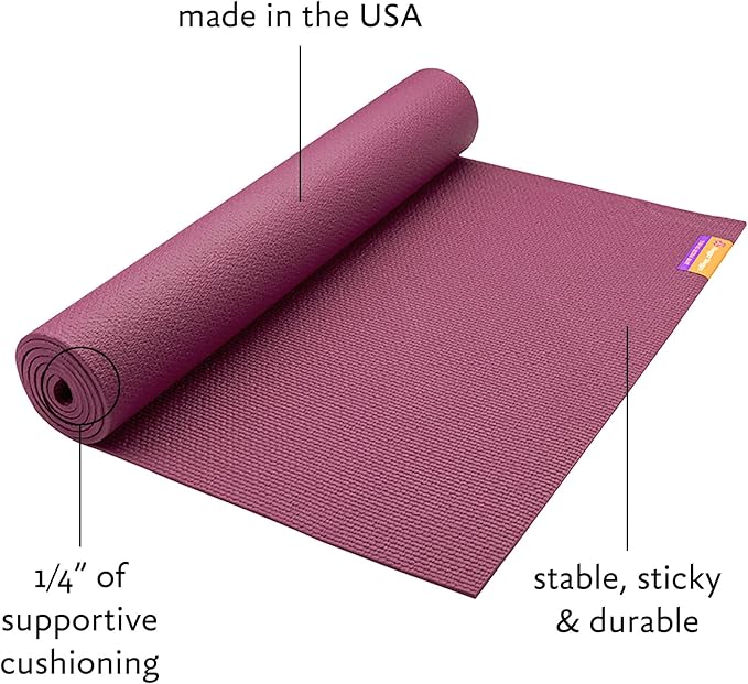 Hugger Mugger Tapas Ultra Yoga Mat - Outstanding 1/4″ Soft Cushion, Lightweight, Made in the USA Sticky Mat, Durable and Long-Lasting