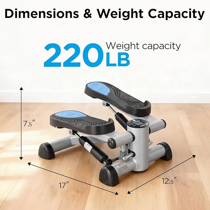 Efitment Mini Stepper Steppers for Exercise at Home Stair Step Cardio Thigh Master Workout Equipment Fitness Pedal Exerciser Non-Slip Pedals with Resistance Bands LCD Digital Monitor Climber