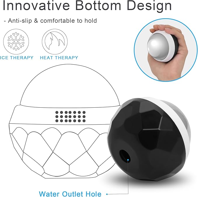 Coolrunner cold massage roller ball, Cryosphere Cold Massage Ball- Heat Therapy & Cold Therapy Relief with Cold Gel Core- Helps with Muscles Recovery and Inflammation for Shoulders, Neck (Black White)