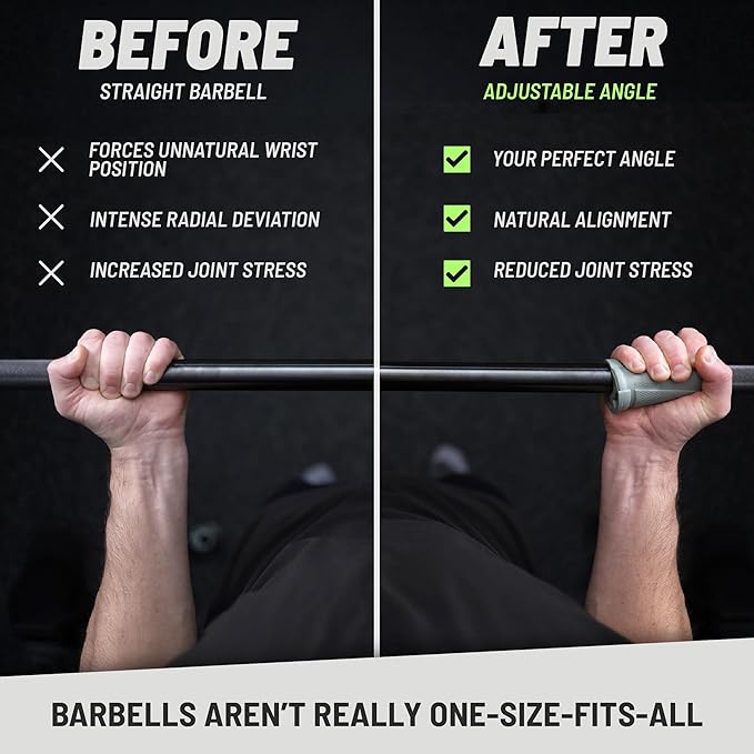 N-Gage Grips – Patented Angled Barbell Thick Grips for Joint Support & Muscle Activation – Ergonomic Bar Attachments for Strength Training - Gym Accessories Manufactured in the USA (1 Pair)