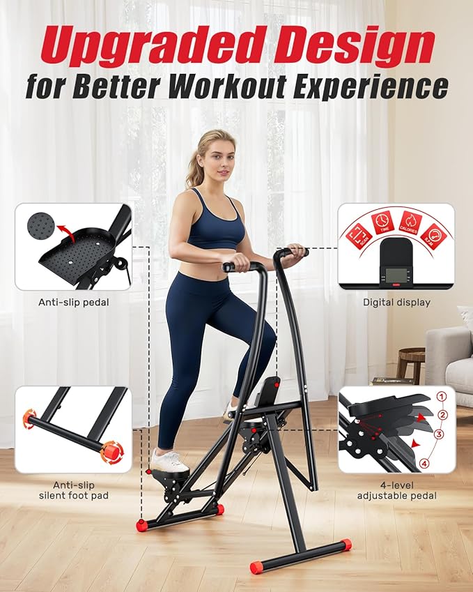 AL01 Stair Stepper, Foldable Steppers for Exercise at Home, Full-Body Cardio Workout Climber with Adjustable Pedals, Extended Step Range, 270LB Loading Capacity