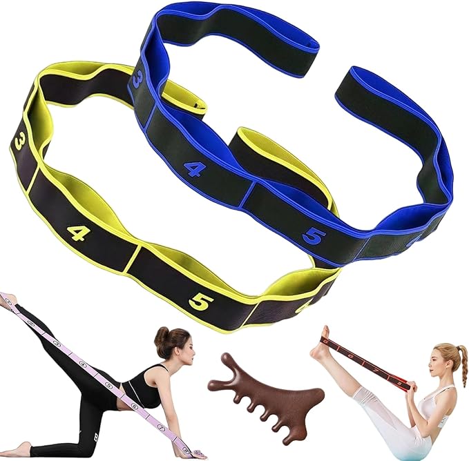 Fitness Resistance Band for Stretching and Yoga, 8 Loops Numbered Resistance Band, Elastic Training Bands for Yoga, Stretching, Pilates, Fitness