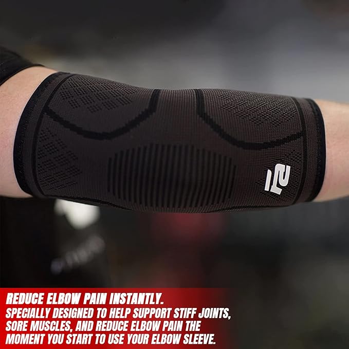 Fit Active Sports Elbow Arm Brace Compression Sleeve For Weight Lifting, Gym Workout, Golf, Tennis, Support for Men and Women