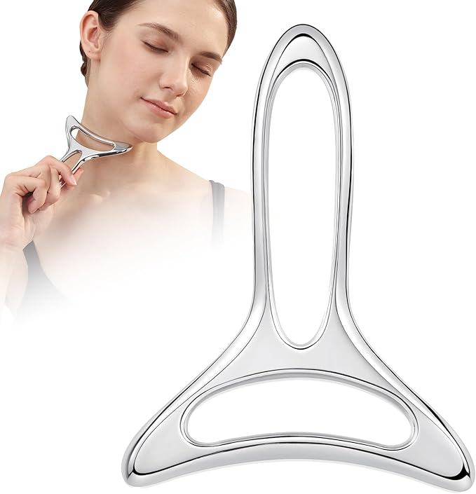 lifechill Lymphatic Drainage Massager & Facial Gua Sha, Metal Muscle Scraper Tool for Massage Therapy, Fascia Massage Tools for Full Body, Smooth Face & Neck Fine Lines and Wrinkles (S)