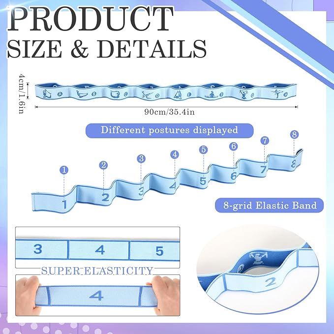 Stretch Strap for Kids Elastic Gymnastic Stretching Ballet Dance Band with 8 Loops Adjustable Exercise Training Resistance Strap for Children Stuff Pilates Latin Yoga Equipment