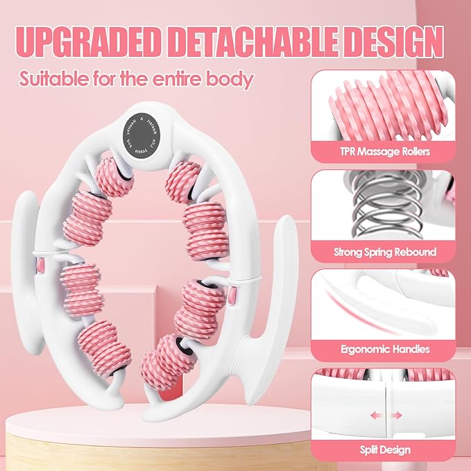 Rosvola Leg Massager Roller, Detachable Massager Muscle Roller, Deep Tissue Massage Tool, Massage Rollers for Legs, Fascia Massage Tool with Non Slip Handle for Home Office Yoga