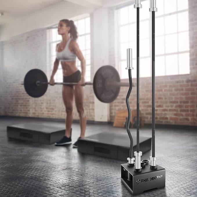 Philosophy Gym Vertical Barbell Holder - 5 Bar Storage Stand for 2" Olympic Bars