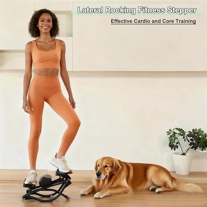 Low-Impact Lateral Rocking Fitness Stepper for Knees and Joints,Home Workout Machine,Rock Stepper Machine with Digital Display,Track Time,Reps,Calories for Legs,Glutes,Abs