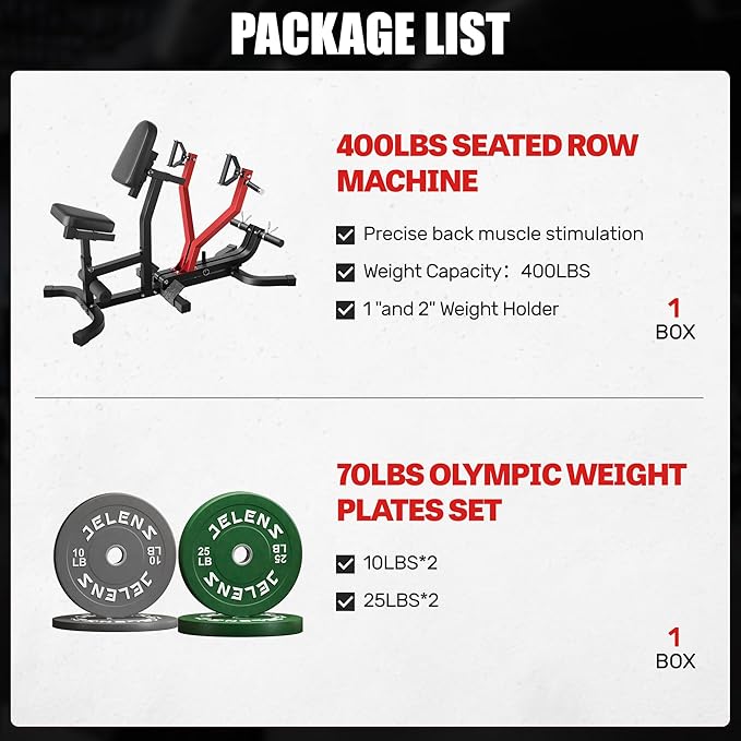 RM01 Seated Row Machine, Back Exercising Equipment Plate Loaded, Chest Supported T-bar Row Machine with Independent Arms, Back Machine Home Gym for 400LBS Capacity Gym Equipment