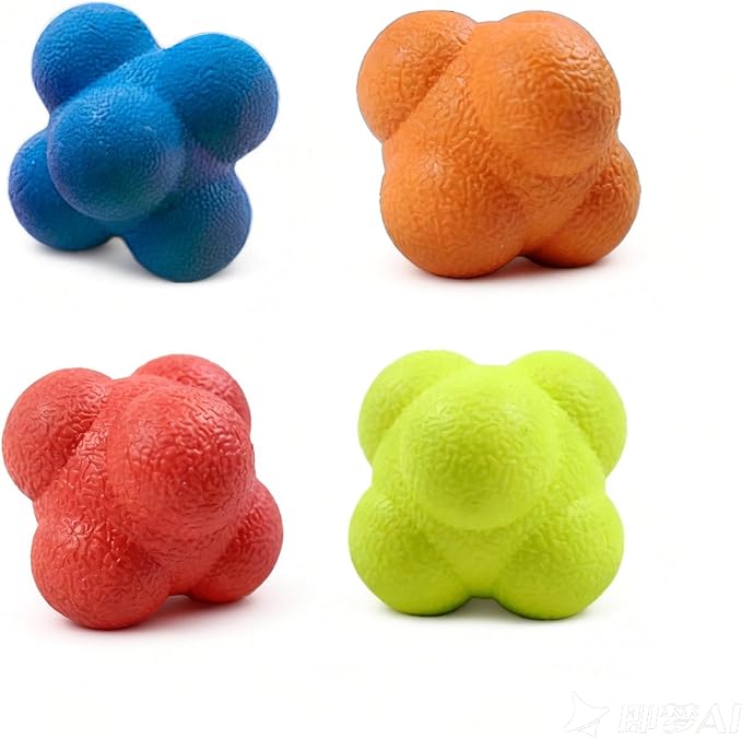 Reaction Balls 4 Pack, 2.8 Inch - Baseball Handball Reflex Training Equipment, Hand-Eye Coordination, Speed Reflex Trainer for Agility Games and Garden Family Gatherings
