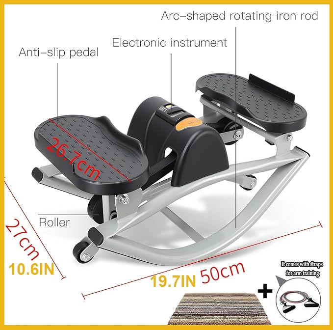 Rocking Stepper Side to Side Rock Stepper Side to Side Machine Rock Stepper Exercise Machine with Resistance Bands&Led Display, Low-Impact Home Workout Machine for Knees Joints Legs (Orange, Sets)