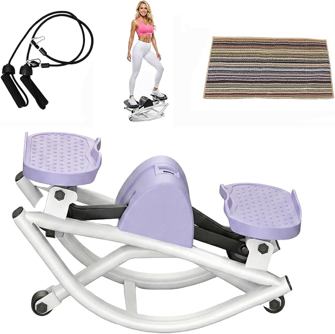 Mini Steppers for Exercise at Home, Rock Stepper Machine Side to Side, Portable Lateral Rocking Stepper with Resistance Bands, Low-Impact Home Workout Machine 330lbs Capacity, Stair Stepper Machine