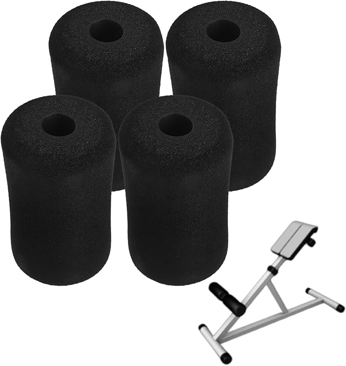 POPETPOP 4 Pcs Foot Foam Pads Rollers Replacement: Foam Foot Pad Rollers Tube Cover, Gym Replacement for Weight Bench, Leg Extension, Exercise Machine (Black)