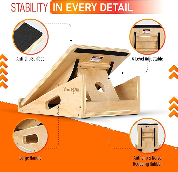 Yes4All Wood Slant board & Balance board (2in1) + Balance Pad XL Blue Physical Therapy, Yoga & Stability Training Balance Mat
