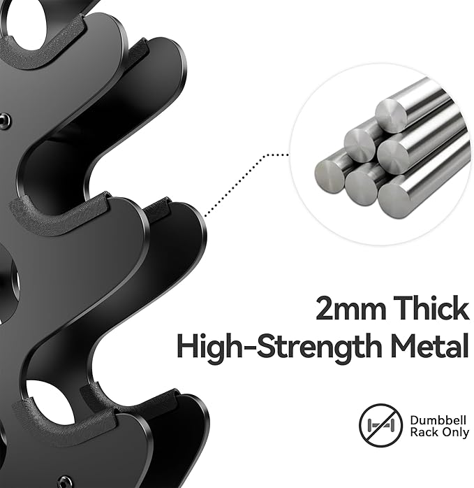 Dumbbell Rack Stand, (Dumbbells Not Included) with Protective Edge Rubber Covers for Home Gym, Compact A-Frame Design Weight Rack with Handle