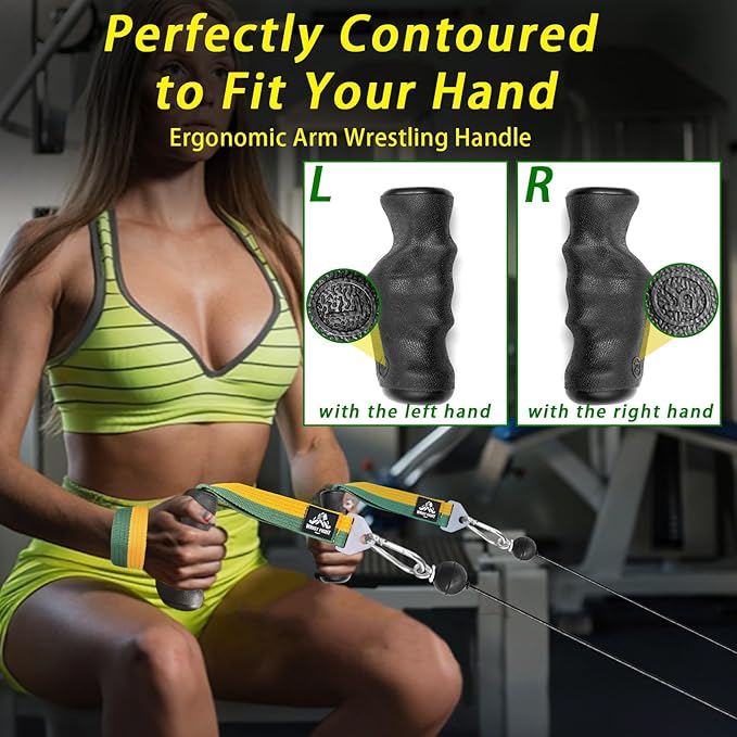 Ergonomic Pulley Handle for Arm Strength Training – TPE-Coated Non-Slip Grip Attachment for Cable Machines – Comfortable Wrist & Bicep Isolation Handle