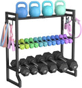 VOPEAK 3-Tier Adjustable Dumbbell Rack, 31-Inch Weight Rack for Home Gym with 4 Hooks, Home Gym Storage for Kettlebells, Space-Saving Dumbbell Stand - 400LB Capacity (Rack Only)