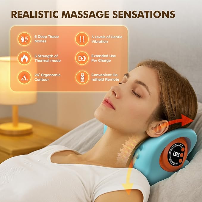 Neck Massager 2026 New Upgrade 3 in 1 Portable Massager with Heat &Comfortable Stretching–Adjustable Intensity for Neck & Shoulder Relaxation at Home,Office,Travel