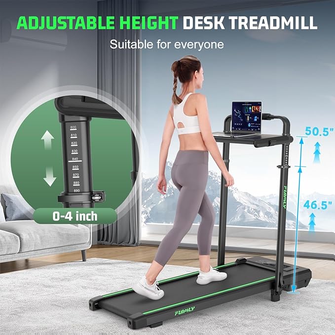 FUNMILY Upgrade Walking Pad Folding Treadmill with 12%/15% & Handle Bar, 3.5HP Foldable Under Desk Compact Treadmills for Home/Office/Gym, 400+lb Capacity, Shock Absorption