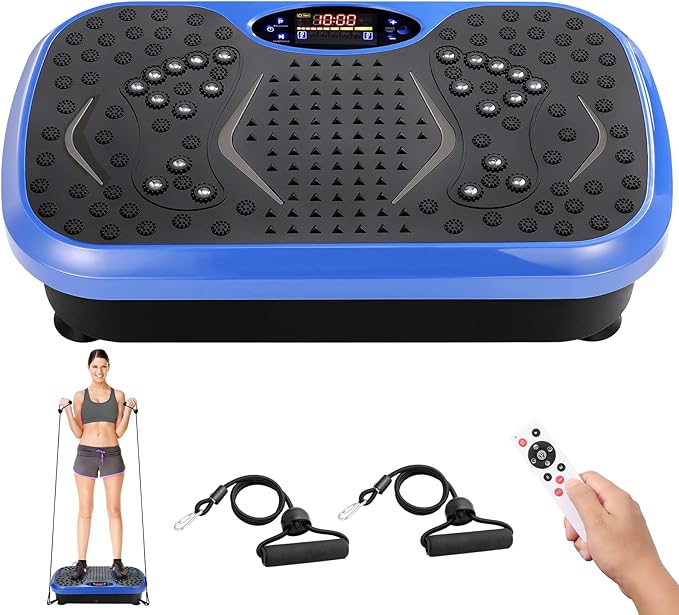 Arlopu 3D Vibration Plate Exercise Machine, Full Body Workout Vibration Platform for Weight Loss & Lymphatic Drainage, Shake Fitness Platform with Loop Bands for Women Men