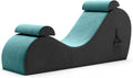 Avana Chakra Yoga Chaise - 2 Adjustable Headrests & Handles with Adjustable Straps, Micro-Velvet/Microloop, Blue & Grey