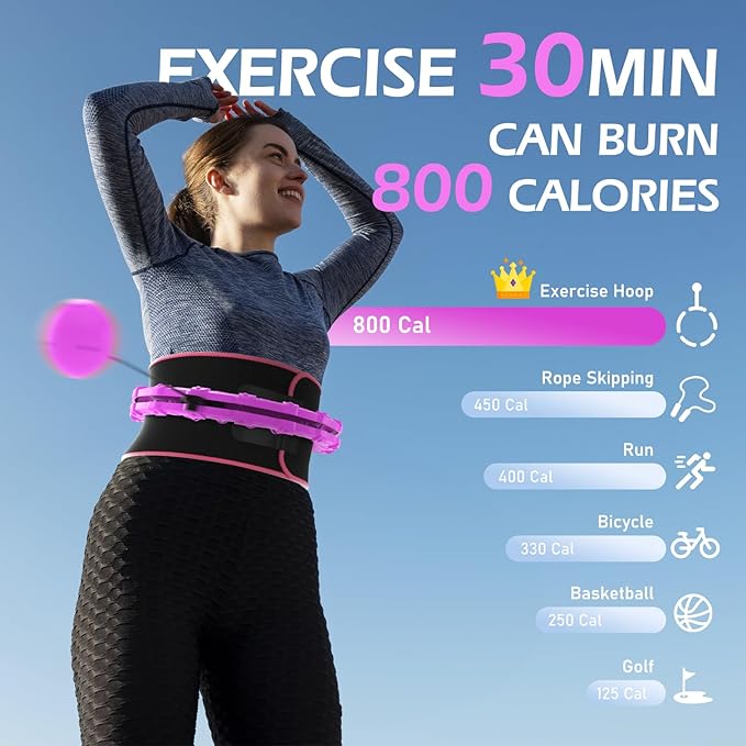 Weighted Hula Circle for Adults Weight Loss, Infinity Hoop Fit Plus Size 51 Inch, Include 27 Detachable Links and Waist Trainer for Women