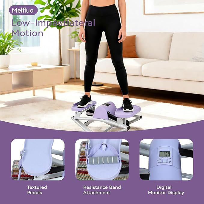 Rock Stepper Side to Side – Lateral Stepper & Glute Trainer with Resistance Bands, Low Impact Side to Side Stepper for Home Exercise, Quiet Step Rocker Machine No Assembly 250LBS