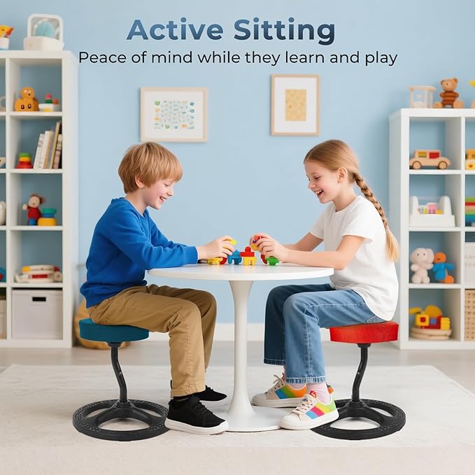 ADHD Chair for Kids, Yoga Chairs for Adults, Wobble Stool Active Flexible Seating Desk Chair with Non-Slip Base and Washable Seat Cover for Stability, Balance, Yoga, Office, School, Classroom