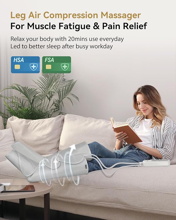 FIT KING Air Compression Leg Massager, Pneumatic Compression Boots for Circulation & Pain Relief, Swelling, Edema, RLS - Foot and Calf Massager Gift for Mom Wife