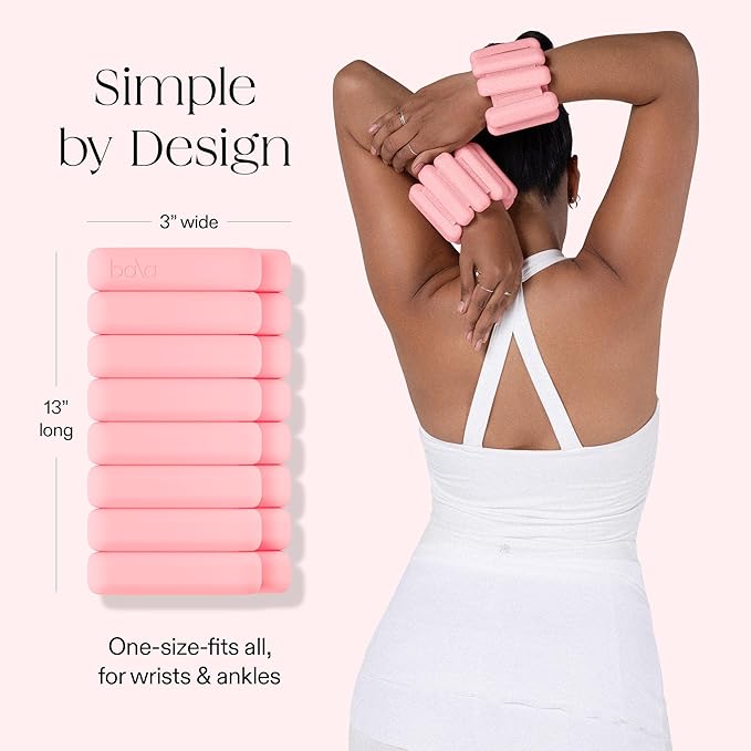 Bala Bangles Wrist & Ankle Weights for Women & Men - Adjustable Weighted Bands - Soft Silicone Arm & Leg Weights for Pilates, Yoga, Walking, Barre, Home Workout & Strength Training Exercise