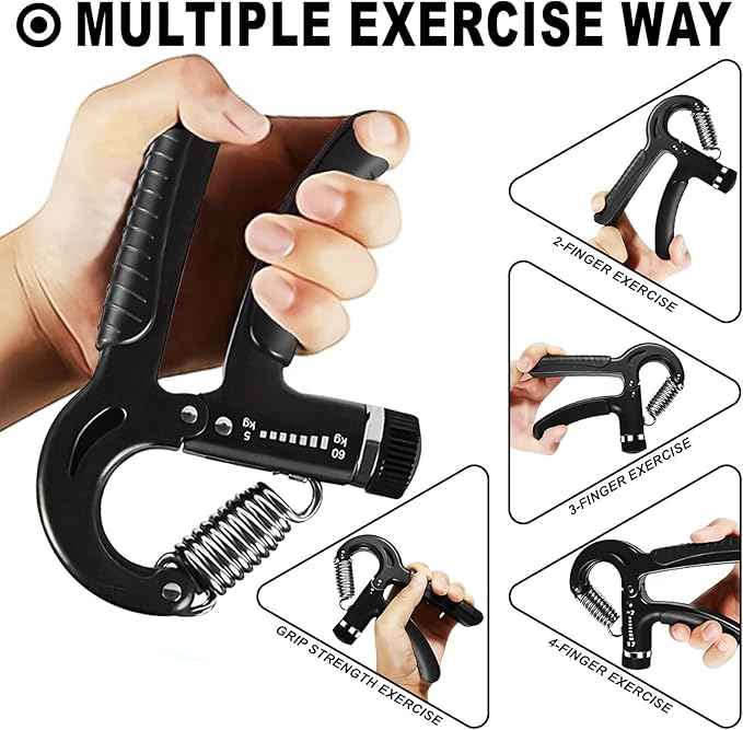 Grip Strength Trainer, Hand Grip Exerciser Strengthener with Adjustable Resistance 11-132 Lbs (5-60kg), Forearm Strengthener, Hand Exerciser for Muscle Building and Injury Recover