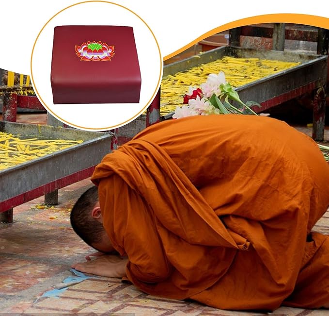 Colaxi Meditation Bench Prayer Cushion for Knees Portable Wooden PU Leather Kneeler Pad Kneeling Stool Meditation Cushion for Indoor