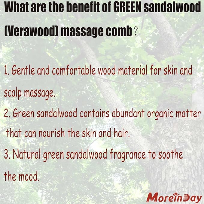 Wood Massager Comb for Hair Growth and Scalp Relax, Natural Green Sandalwood Handmade Head Massager, Loc Comb for Sisterlocks, Tapping Massage Technique