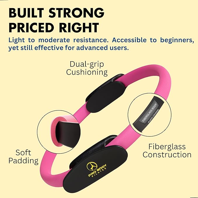 ProBody Pilates Ring Set with 14-Inch Magic Circle Ring, 9-Inch Exercise Ball, 5 Resistance Bands, Pump, Training Guides, & Storage Bag for Core Strength, Balance, Stability Training