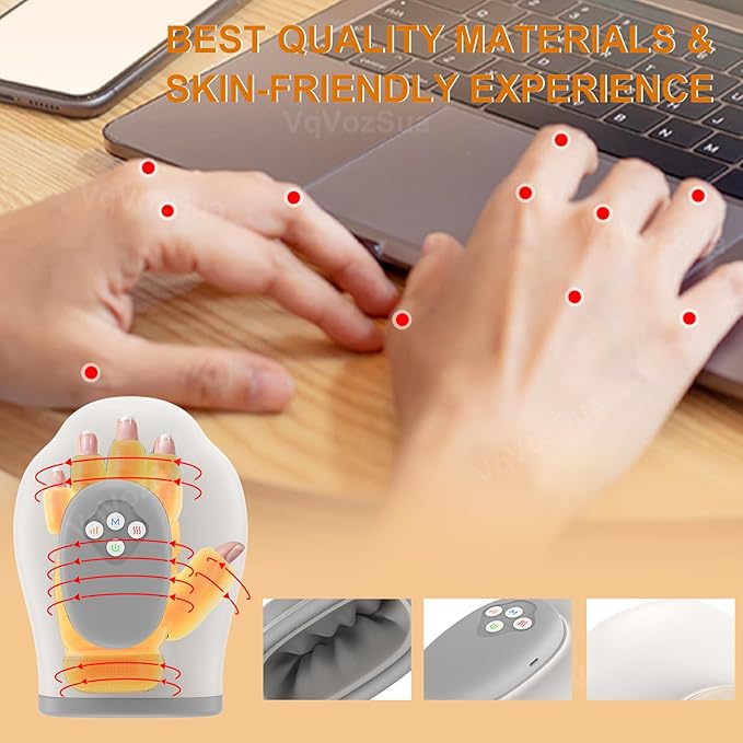 Full Hand Massager with Heat and Compression for Arthritis and Carpal Tunnel, Adjustable Hand Massage、 Temperatures、 Compression Models, Blood Circulation Pain Therapy Relax Relief Glove Gift