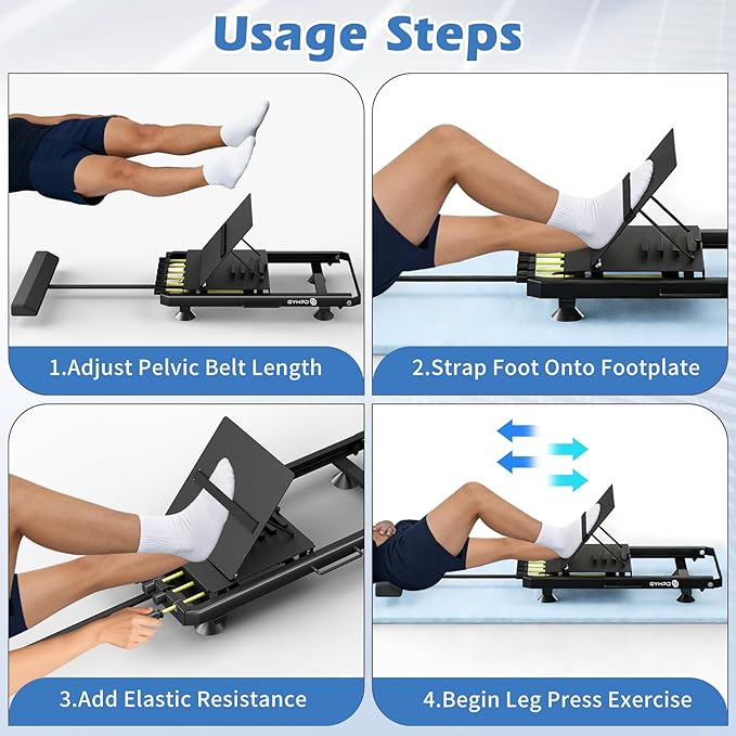 2026 New in-Bed Leg Press Machine for Rehab, Adjustable Low-Impact Leg Strength Trainer, Leg Exercise Equipment with Lumbar Pillow and 4 Bottom Suction Cups, 6 Resistance Levels up to 100 lb