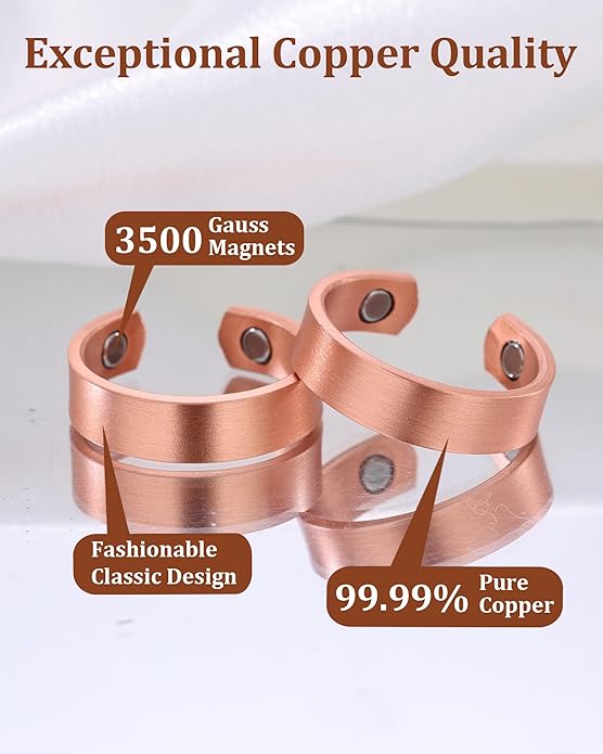 BioMag Magnetic Rings, Pure Copper Rings for Men Women, Adjustable Fingers Thumb Ring Jewelry Gift
