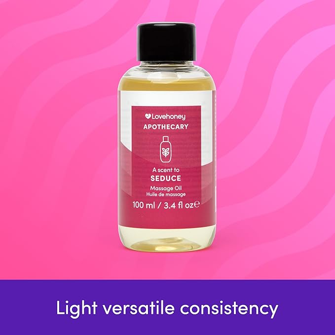 Lovehoney Apothecary Seduce Massage Oil 100ml - Sensual Massage Gel for Couples - Relaxing Body Massage Oil with Vanilla, Jasmine & Amber Notes - Vegan Friendly