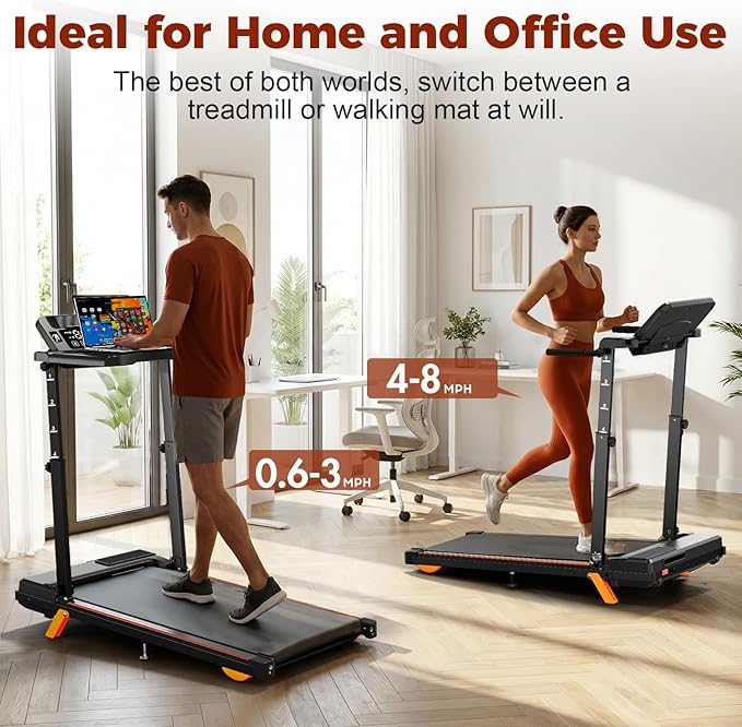 Walking Pad Treadmill with Desk, Foldable Treadmills for Home, Quiet Treadmill with 10% Incline, 300lbs Weight Capacity Walking or Running for Home Office
