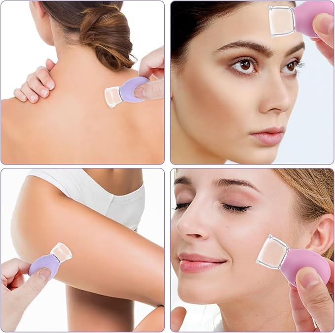4Pcs Facial Cupping Therapy Set, Silicone Face Cupping Kit for Massage, Anti Cellulite Cup Massage Tool Vacuum Suction Cup for Eye Face Vacuum Massager