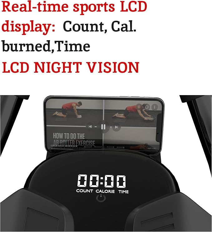 2026 First Ever Calorie Counting Ab Roller High-Performance Abdominal Exercise Machine with Automatic Rebound, Multi-layered Anti-Slip Design & Versatile Exercise Bands