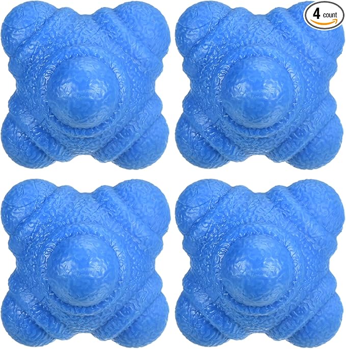 4 Pack Reaction Ball - TPR Low Difficulty Flexibility Training Ball Apply to Sports Exercise Daily Use (43 x 43 x 53mm, Blue)